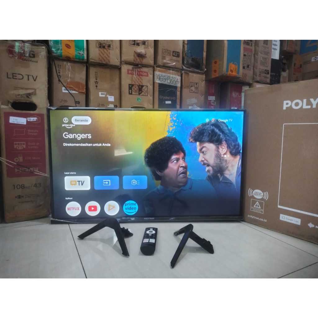 GOOGLE TV LED POLYTRON 32 INC HD NETFLIX YOUTUBE SUDAH DIGITAL TANPA STB (7537R)