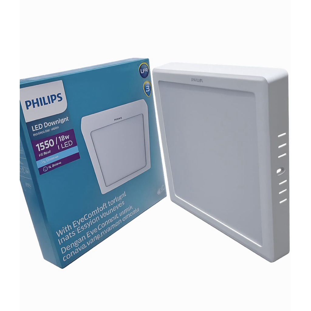 Philips LED Downlight Eridani DL190B Outbow Kotak Square Surface 12W 18W Cahaya Putih Netral dan Kun