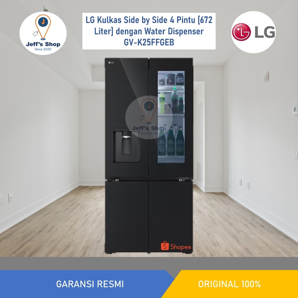 LG Kulkas Side by Side 4 Pintu [672 Liter] dengan Water Dispenser GV-K25FFGEB