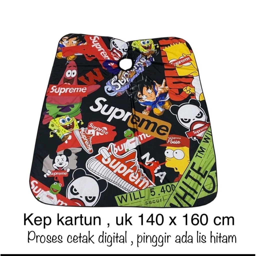 Kip kep kartun kain penutup salon barbershop premium jumbo