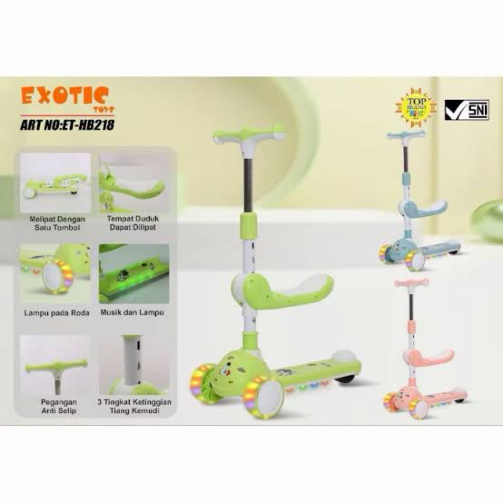 Scooter Skuter Otoped Anak Exotic ET-HB-218 Dudukan Lipat Musik Lampu