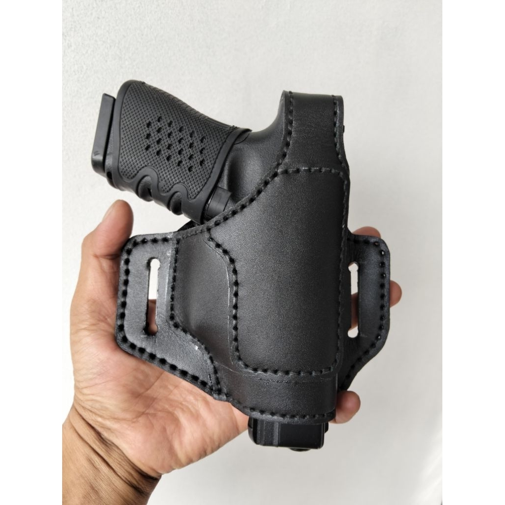 HOLSTER HS9-HS9 CUB COMPACT TNI-POLRI SARUNG SENJATA KULIT BERKUALITAS MODEL LUAR/ PINGGANG