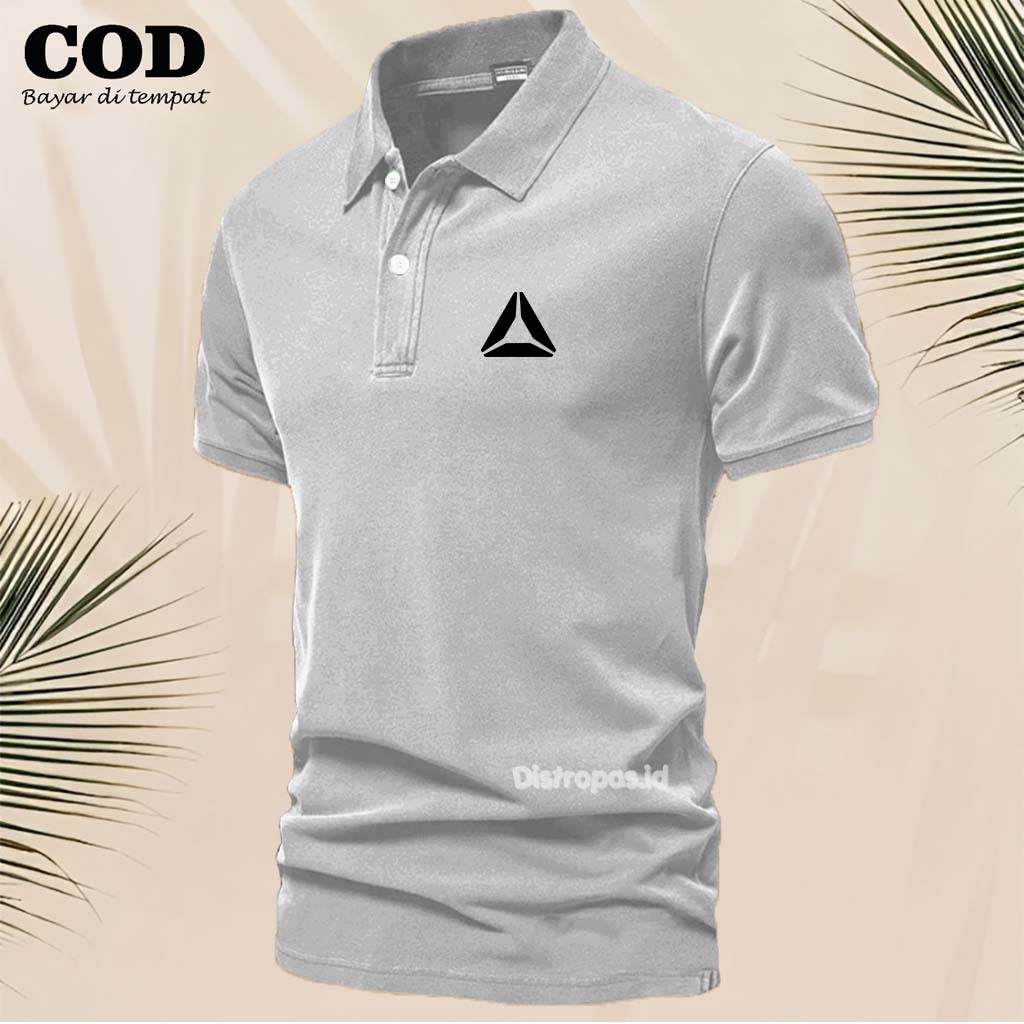 TSHIRT -kaos POLO Lengan pendek populer- Kaos POLO Logo Reebok Text hitam pria Keren-Polo shirt men-