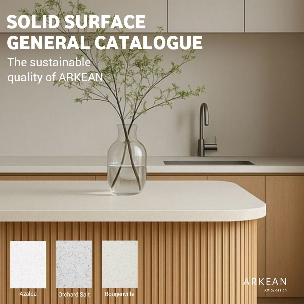 Arkean Custom Solid Surface Meja Dapur Counter Top Table Kitchen Set Wastafel Bathtub Office Table 9