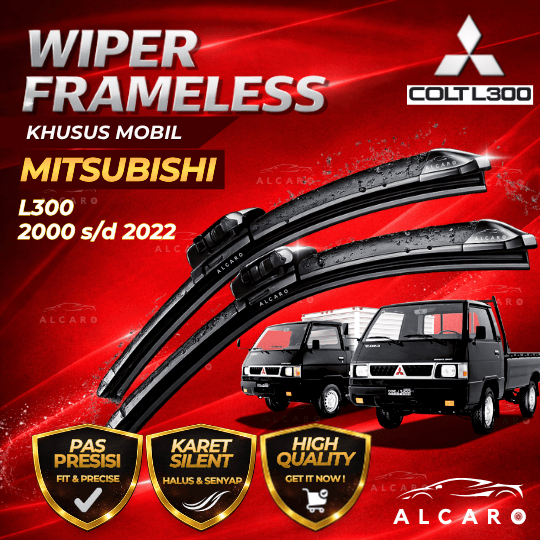 Alcaro Wiper Frameless L300 PickUp 2000 s/d 2022 Original Premium - Sapu Kaca Pick Up L300 - Wiper L