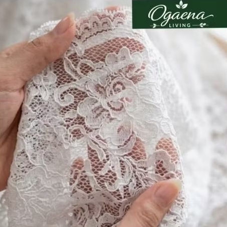 Kain Brokat Cord Fatmawati Premium Warna Putih – Kain Kebaya Wanita Elegan & Nyaman