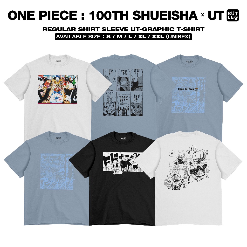 Kaos UNIQ-L One Piece 100TH SUEISHA Manga Anime T-Shirt Pria Wanita Cotton Combed 24s 20s 16s Premiu