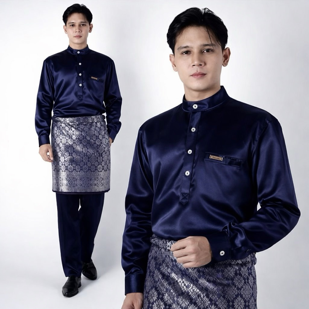 Setelan Melayu Pria+Kain Songket - Set Kondangan Cowok - Setelan Baju Pria Polos