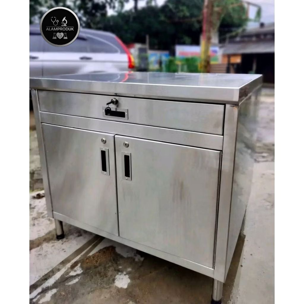 Meja kabinet dapur restoran / Lemari kabinet stainless premium anti karat / meja kabinet stainless /