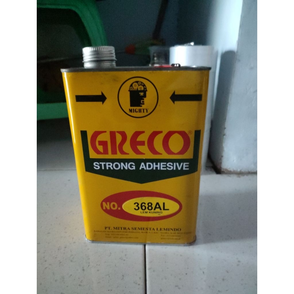Lem Kuning Greco Kemasan Galon 3 Liter Untuk Bahan Sepatu Sandal Sofa Tas