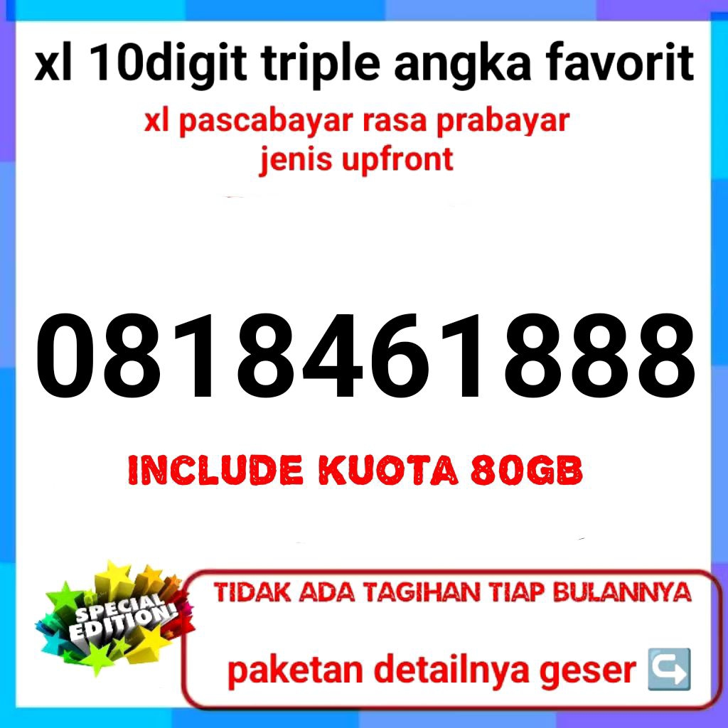 XL 10 DIGIT TRIPLE 888  PASCABAYAR RASA PRABAYAR