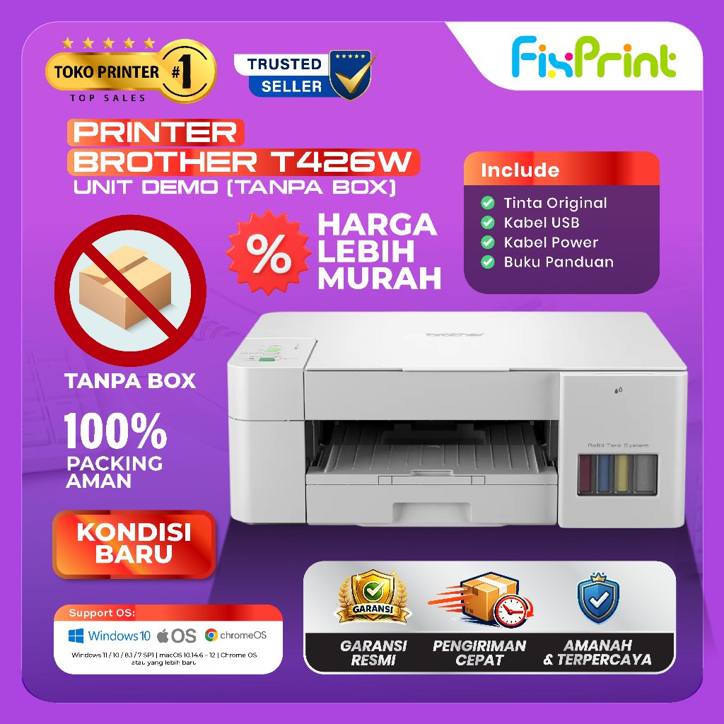 FixPrint Printer Brother DCP T426W DCP-T426W Multifungsi All In One Wifi Print Scan Copy Garansi Res