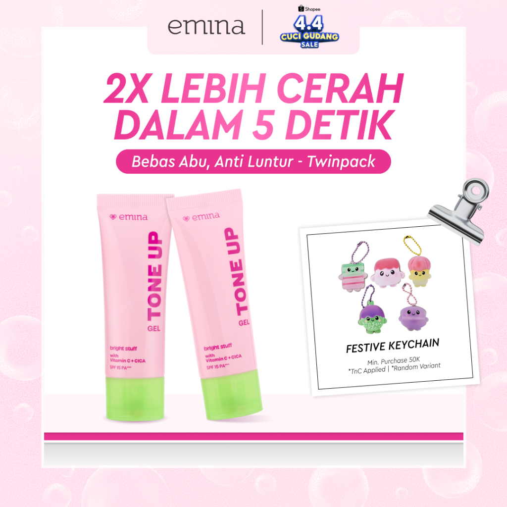 [Twin Pack] Emina Bright Stuff Tone Up Gel 20 ml Isi 2 Paket Tone Up - Pelembab Wajah Mencerahkan In