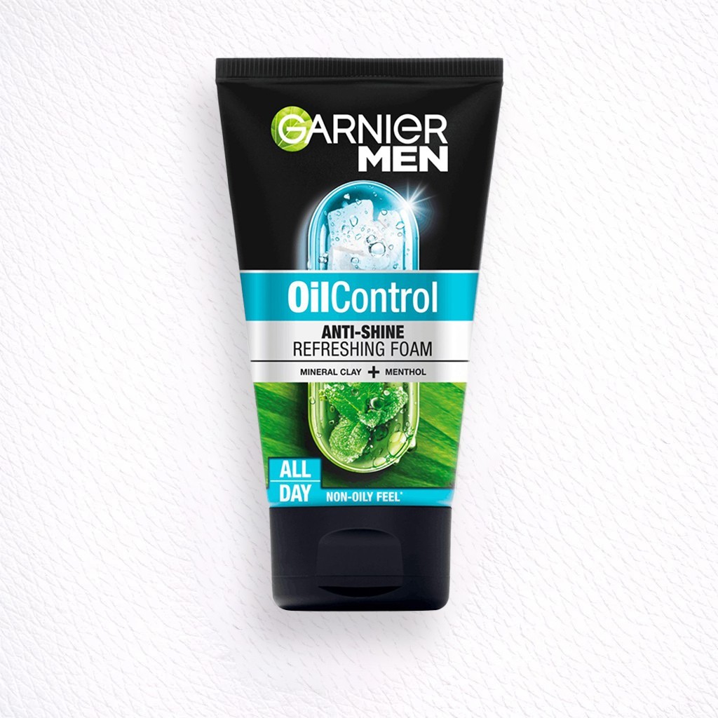 Garnier Men Turbolight Oil Control Cooling Foam Anti Shine 100ml Skincare Facial Wash Brightening Sk