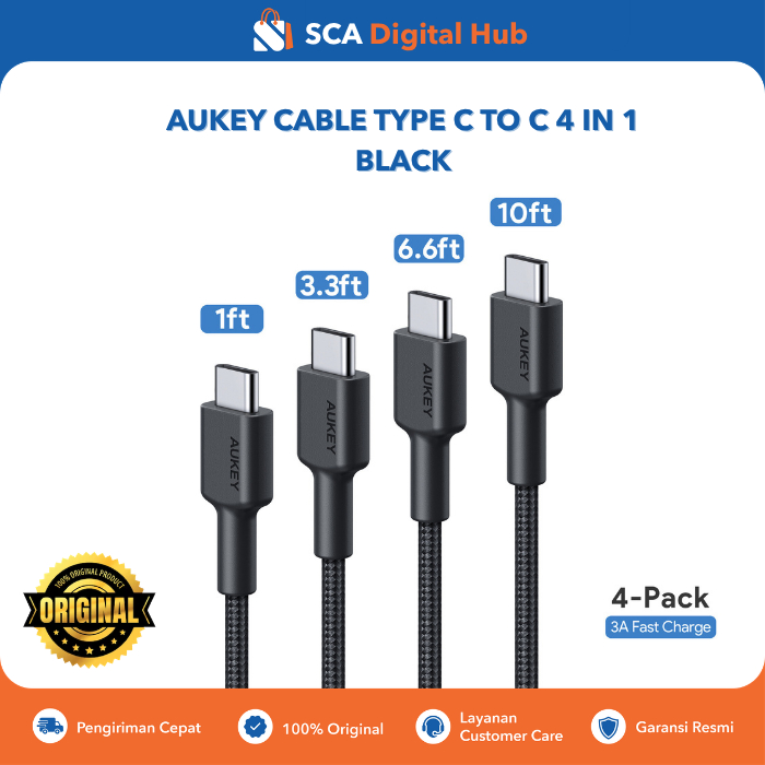 AUKEY CABLE TYPE C TO C 4 IN 1 BLACK