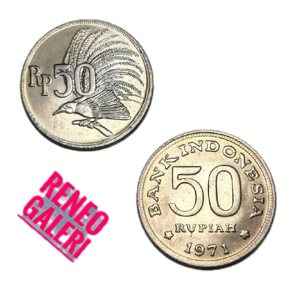 Berkilau Koin Rp 50 Rupiah cenderawasih Tahun 1971 Burung Cendrawasih Uang Kuno Logam Indonesia