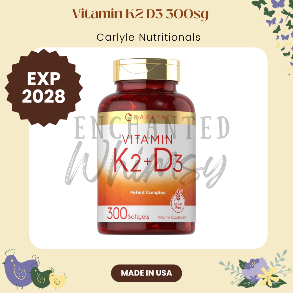 Vitamin D3 10000 iu K2 MK7 200 mcg Carlyle 300 softgels vit d3k2 D3+K2 softgel bone 10000iu 200mcg