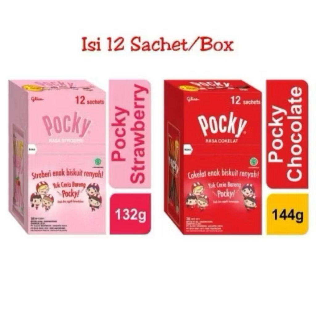 POCKY SACHET ISI 12 STRAWBERRY DAN COKELAT