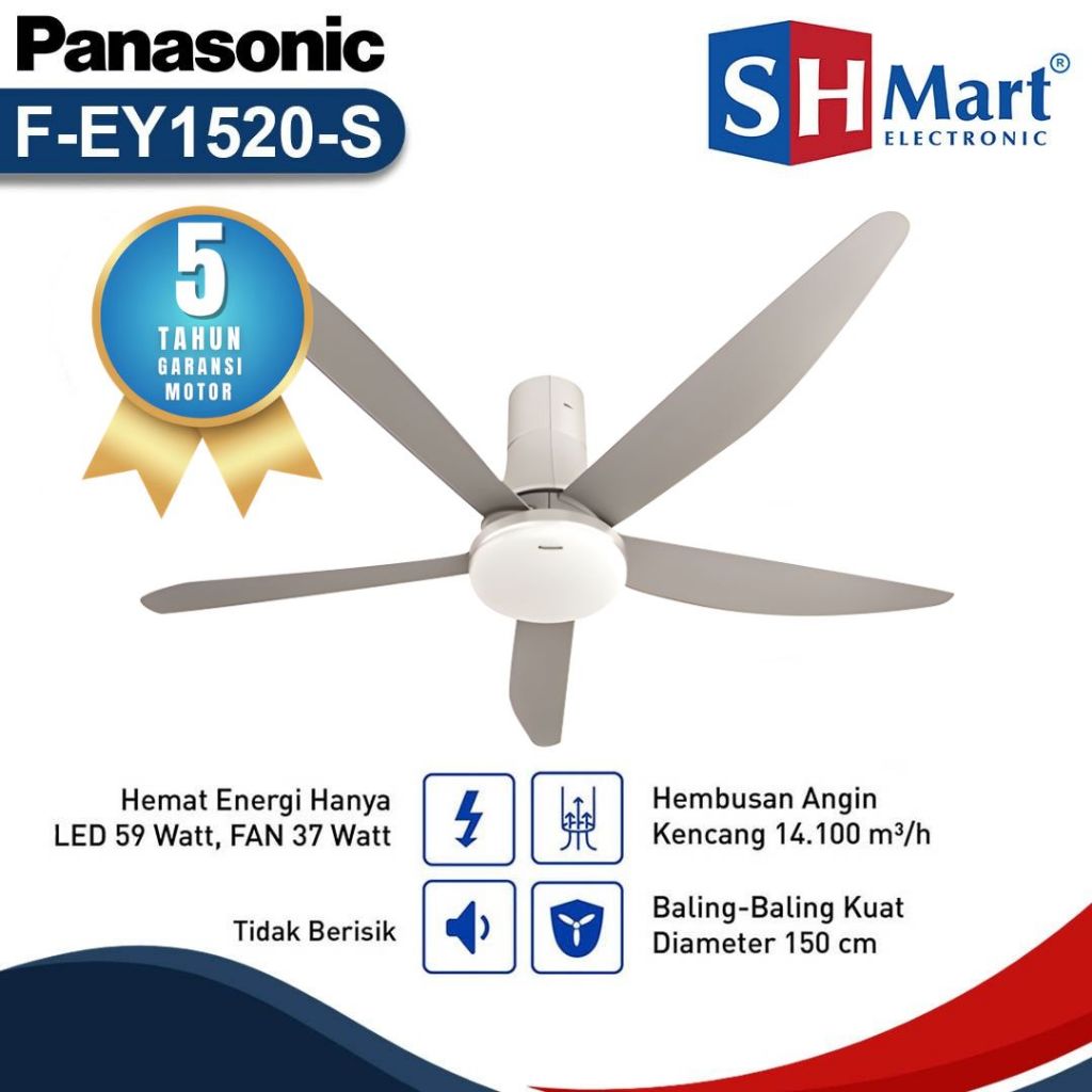 CEILING FAN PANASONIC 60 INCH FEY1520 / FEY-1520 KIPAS ANGIN GANTUNG WITH LAMPU LED GARANSI RESMI