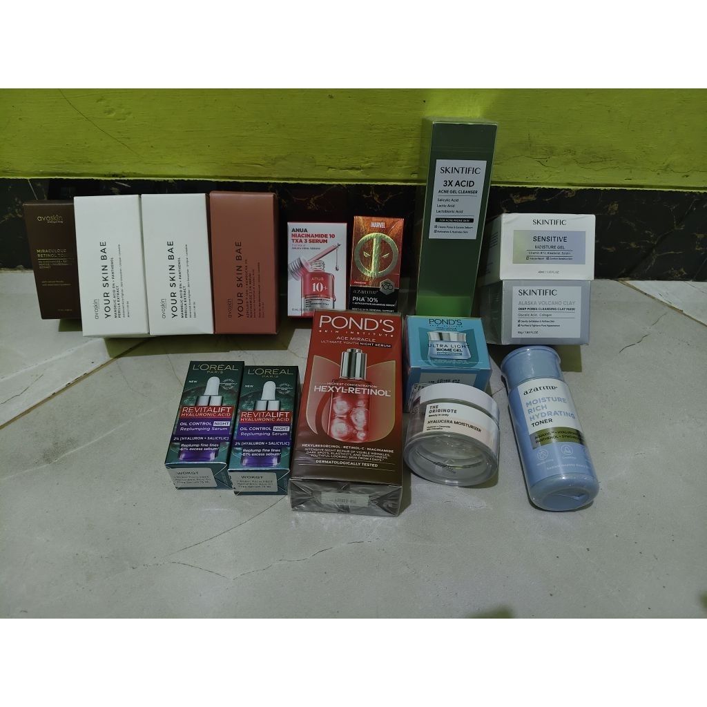 produk skincare dan make up avoskin, skintific, ponds, loreal