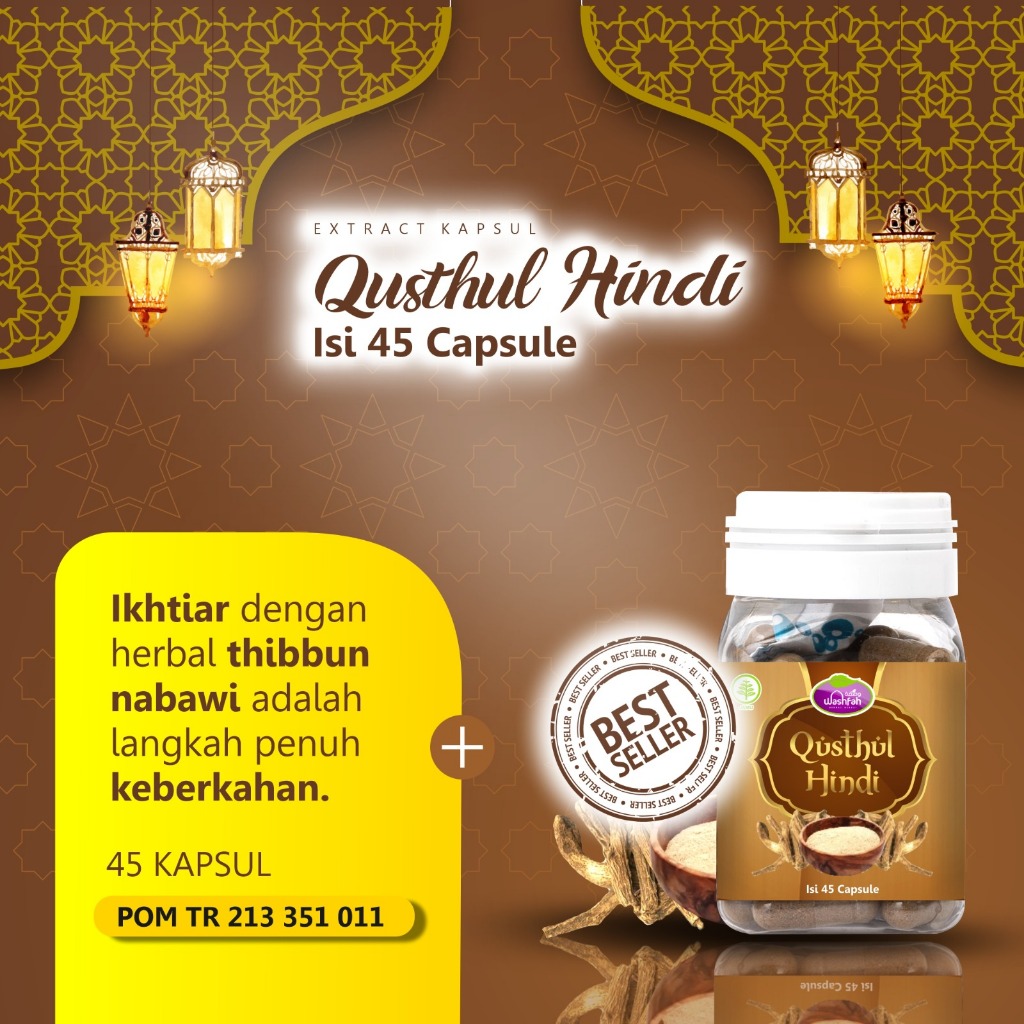 Qusthul Hindi Kapsul Washfah Original Asli 45 Kapsul Obat Herbal Batuk Pilek Flu Radang Tenggorokan 