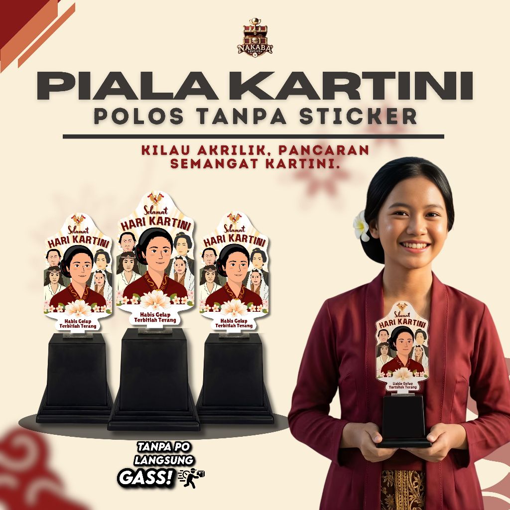 Piala Akrilik Hari Kartini Polos Plus Tatakan Penghargaan Kenangan Kejuaraan Hadiah Lomba 21 April