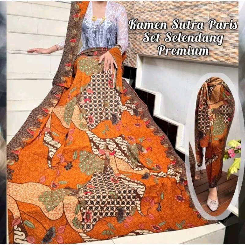 Maylaku Kamen Bali -Lembaran Kamen Sutra Paris ATBM Set Selendang Kamen Lembaran Set Selendang