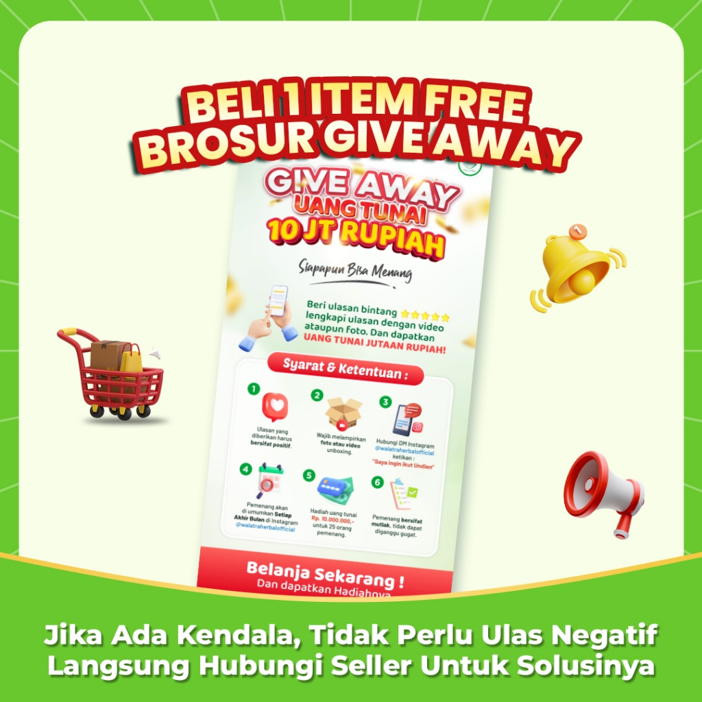 Free Brosur Give Away Undian Uang Tunai 10JT Setiap Pembelian Semua Produk di Toko Lanong Herbal