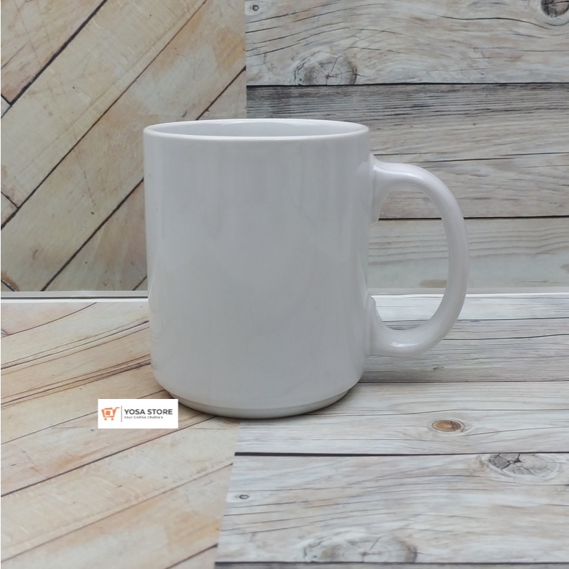 Mug Kopi Keramik Putih Polos 300ml 10 x 8cm - 1 Pcs