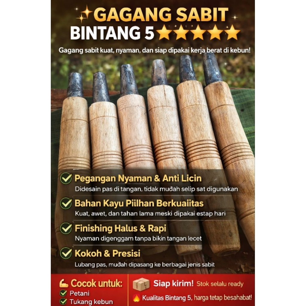 Gagang arit atau sabit bintang 5 plus mata cincinnya