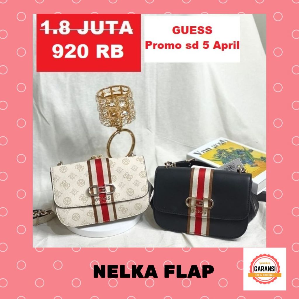 Tas slempang guess import sling bag Wanita seri NELKA FLAP 100% ORIGINAL store