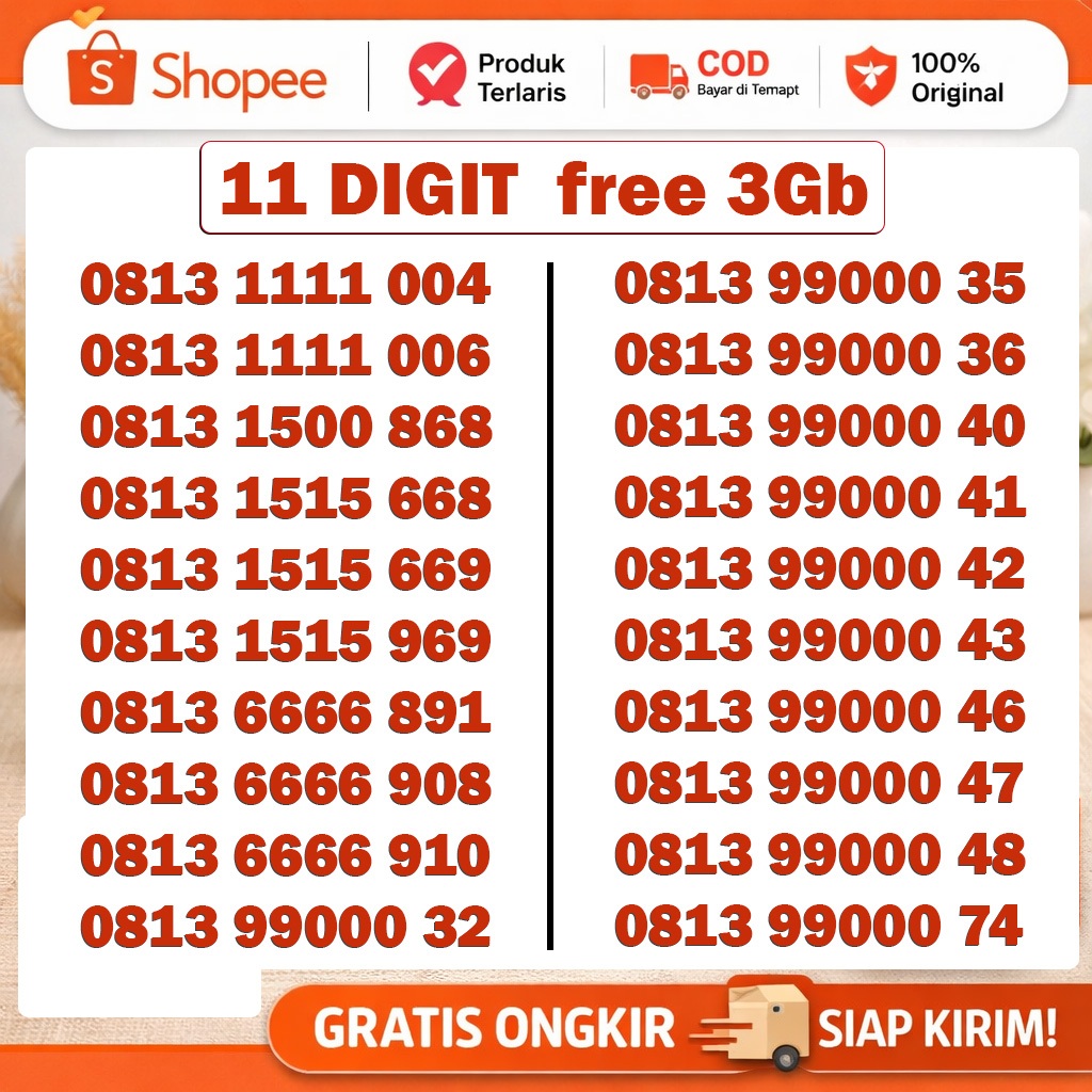 Kartu Perdana Simpati 11 Digit Jaringan cepat 5G Telkomsel | Fresh | free 3Gb