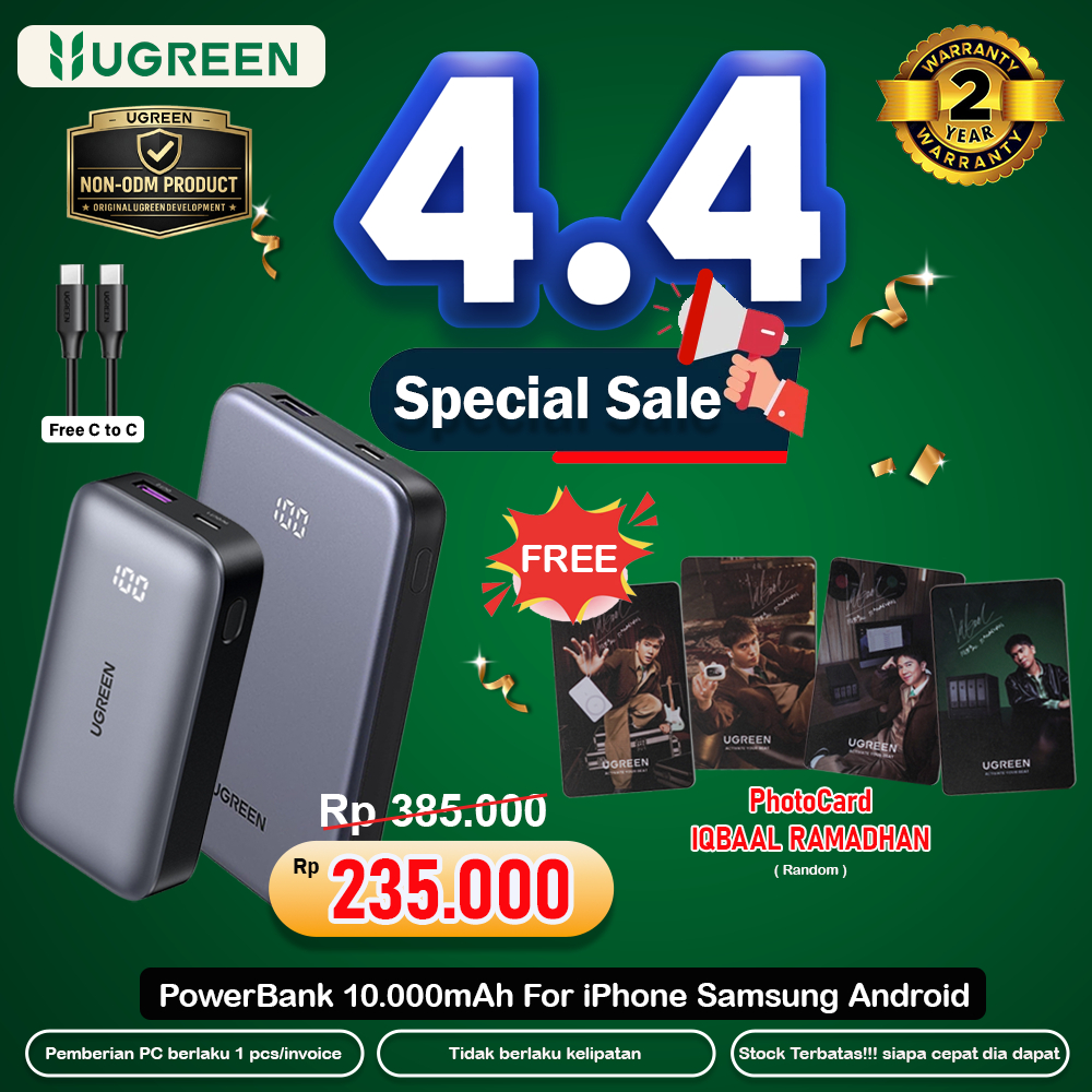 UGREEN Power Bank 10.000Mah 20.000Mah PD Type C Fast Charging 20w 30w