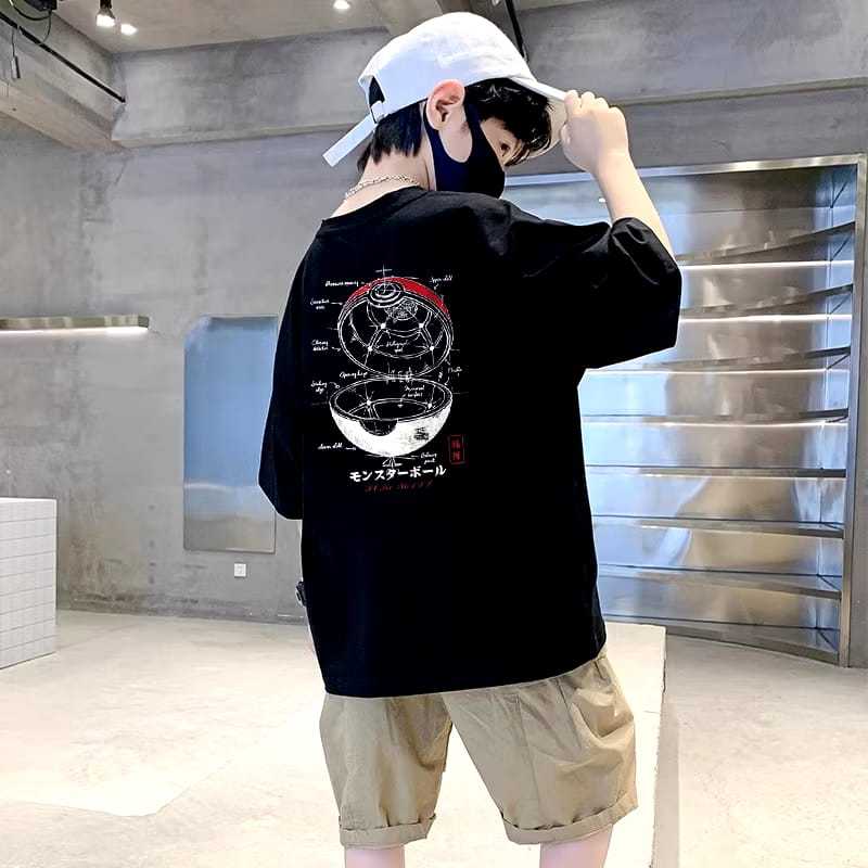 GROSIR KAOS OVERSIZE ANAK COWOK 1-15 TAHUN KOREA STYLE PREMIUM / T-SHIRT ANAK COWOK MOTIF POKE BALL