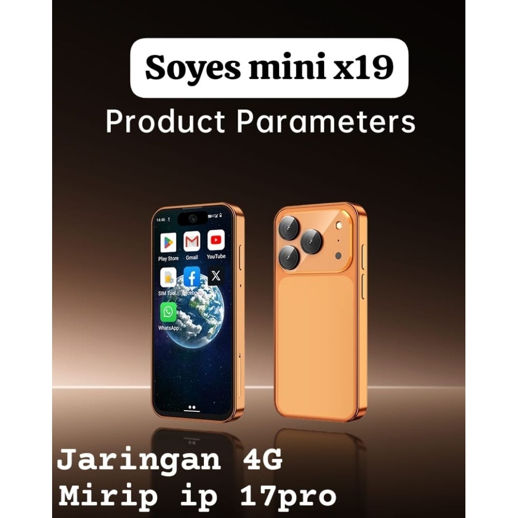 Soyes mini Xs19pro mirip ip17pro ram 4+64gb