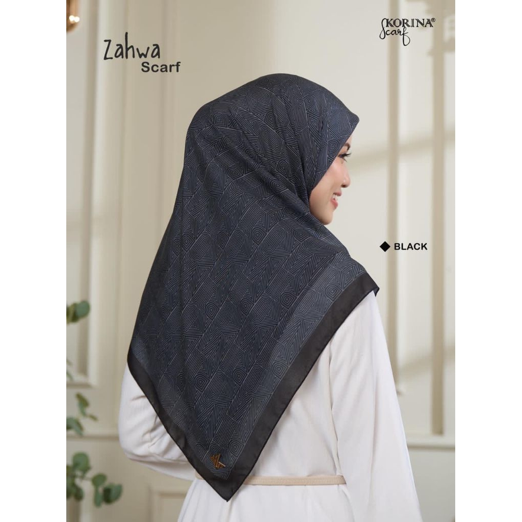 zahwa pattern scarf, jilbab segiempat korina, jilbab motif, jilbab korina, jilbab cantik