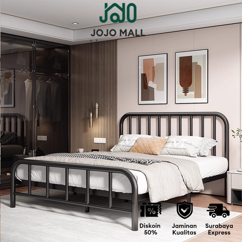 [Surabaya Express]Tempat Tidur Besi 100/120/160/180cm Dipan Besi Ranjang Besi Tempat Tidur Dipan Div