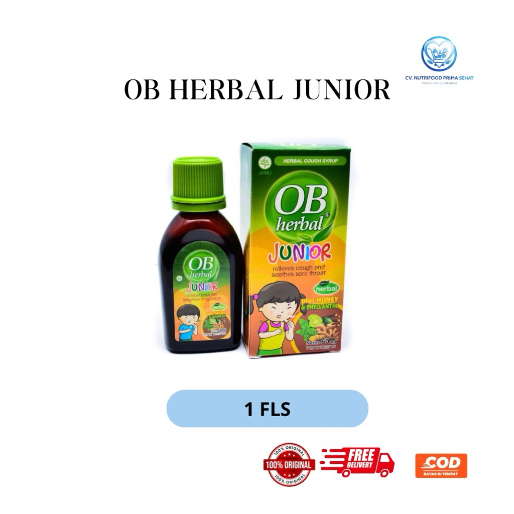 OB Herbal Junior Sirup Obat Batuk Anak Herbal Alami Redakan Batuk & Tenggorokan