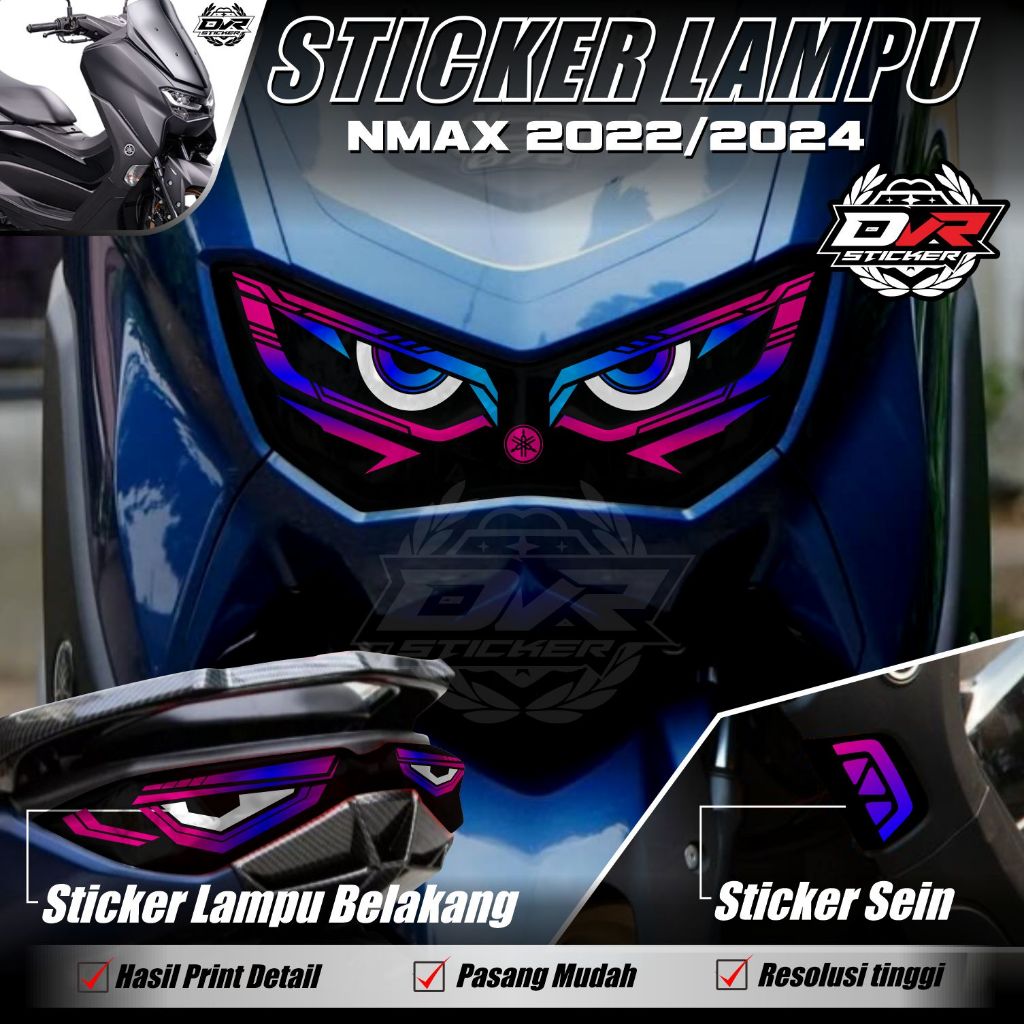 Stiker Lampu NMAX NEW 2020-2024 Satu Set Depan Belakang | Stiker Variasi Lampu Alis Motor Yamaha NMA