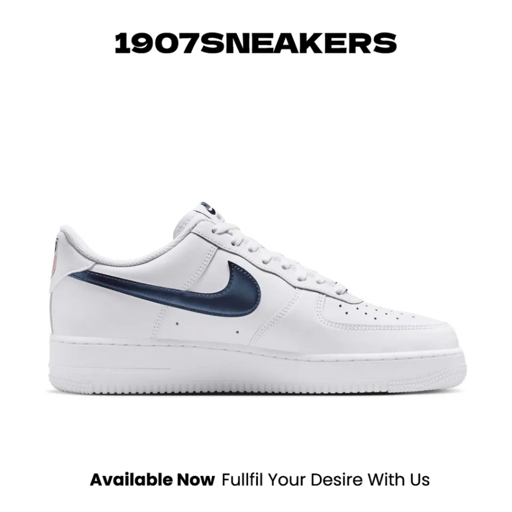 Sepatu Sneakers Pria Nike Air Force 1'07Lv8 - White/Midnight Navy-University Red NIKIQ0407100