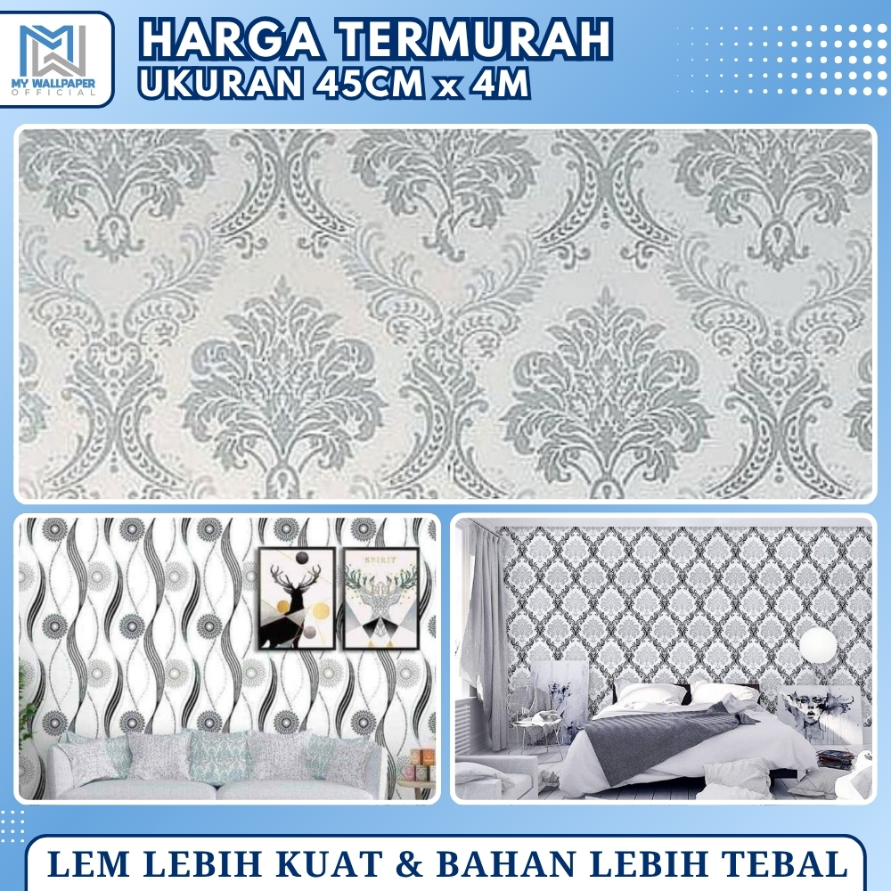 Wallpaper Dinding Kamar Wallpaper Dinding Kamar Tidur Wallpaper Dinding Ruang Tamu Batik Silver PVC