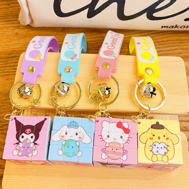 Gantungan Kunci Tas / Ganci Mobil Gantungan Kunci Rubik 3.5 x 3.5 Motif Sanrio / Lotso / Kuromi Keyc
