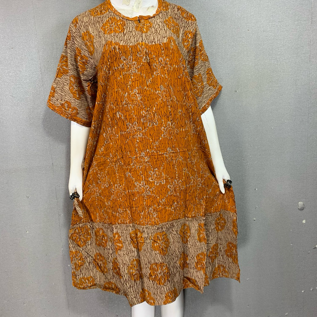 5. Daster Model Prili Rempel Batik Marina | Daster Batik Model Prili | Daster Batik Resleting Depan 