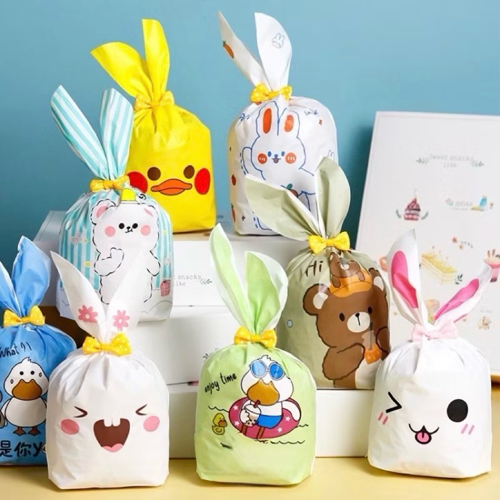 BLANJA.ids 10 lembar PLASTIK KEMASAN KARAKTER LUCU, Ukuran Kecil (13 x 22-23cm)/ UNTUK UKURAN SEDANG
