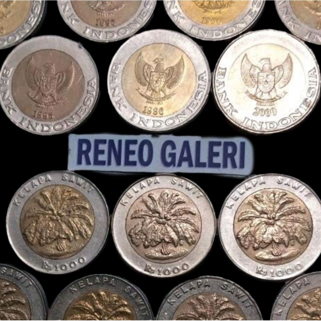 VF Cuci koin 1000 Rupiah Kelapa sawit tahun campur Uang kuno logam Indonesia original asli 1.000 Rp