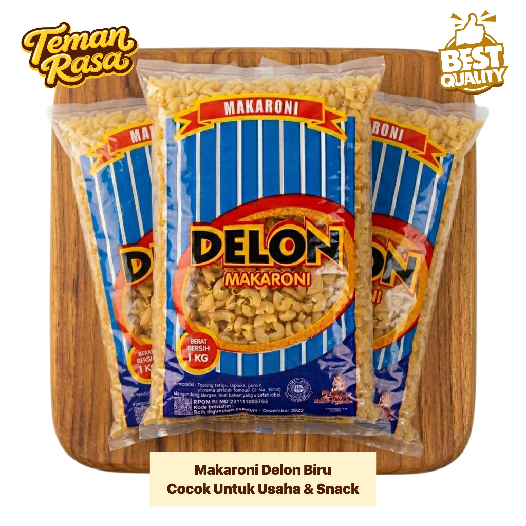 Makaroni Delon Biru Bantet 1kg | Makaroni Bulat Kecil Mentah | Bahan Usaha Cemilan | Bahan Snack Mak