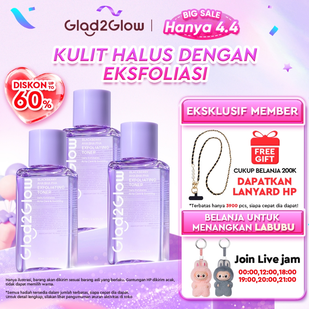 Glad2Glow Daily Exfoliating Toner toner badan face mist hydrating toner centella Toner eksfoliasi wa
