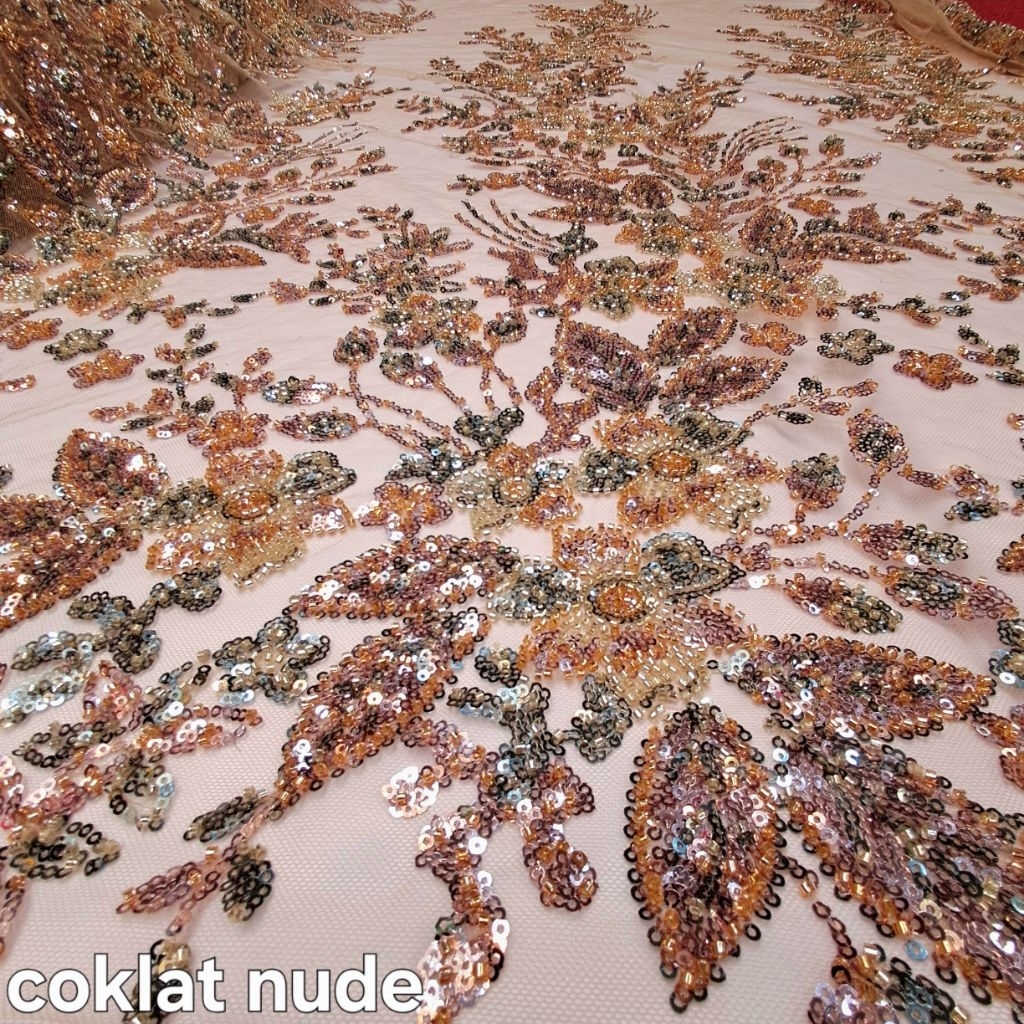 Kain Tile 3D Payet Mutiara Soroskin Jepang Premium/Tile Bordir Payet Mewah Dan Elegan Cocok Untuk Ke