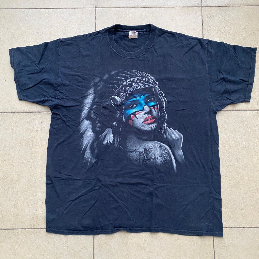 Kaos fruit of the loom Vintage Native American Indian girl original murah, jual kaos vintage origina
