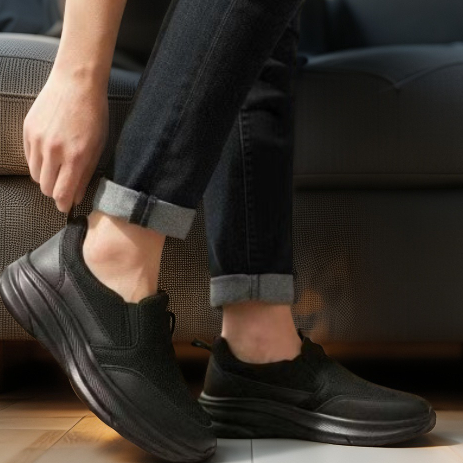 Sepatu Slip On Pria Wanita Varian Warna Hitam Polos Dan Hitam Putih Tanpa Tali - Sepatu Sekolah Hita